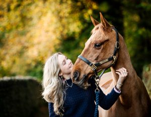 Autumn equine photoshoot of girl and her horse